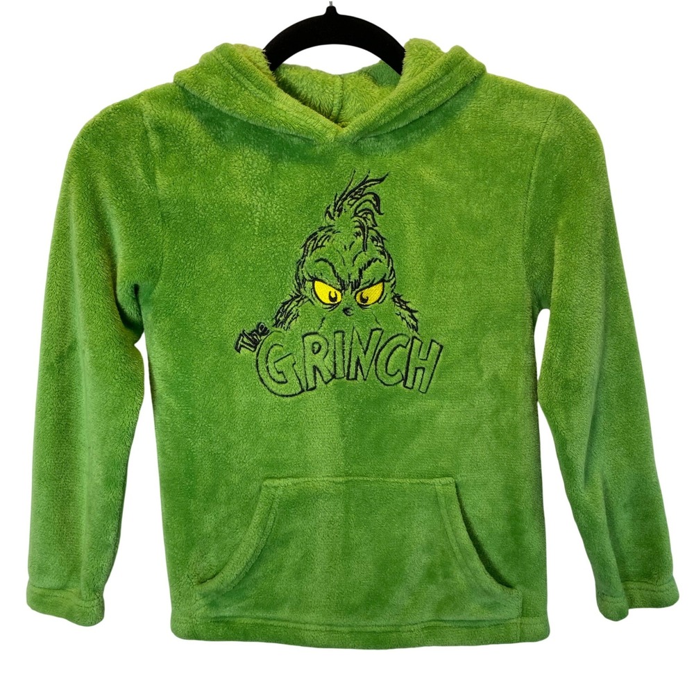 The Grinch Fleece Hoodie Kid's Size Small Green Pullover Long‎ Sleeve Dr. Seuss